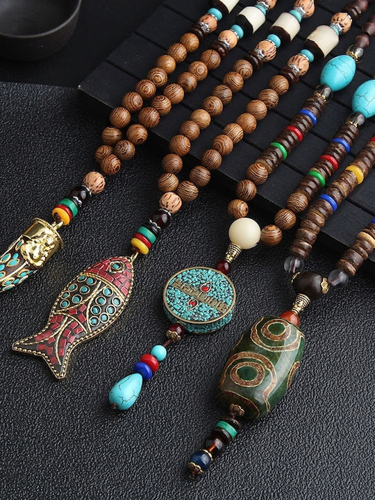 Nepal Buddhist Mala Κολιέ από Ρητίνη