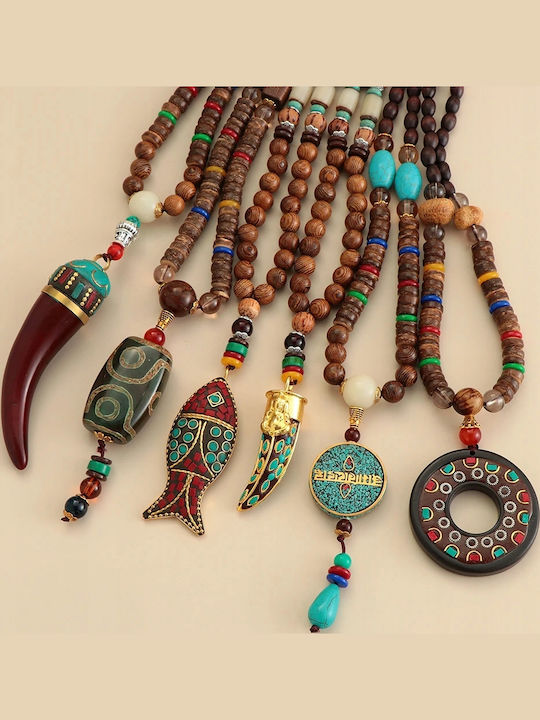 Nepal Buddhist Mala Κολιέ από Ρητίνη