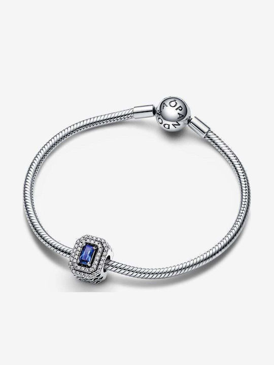 Pandora Silver Stone Charm with Blue Zircon