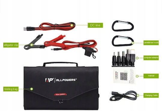 Allpowers Ηλιακό Panel Φορτιστής 100W με USB Output (Φορητών Συσκευών)