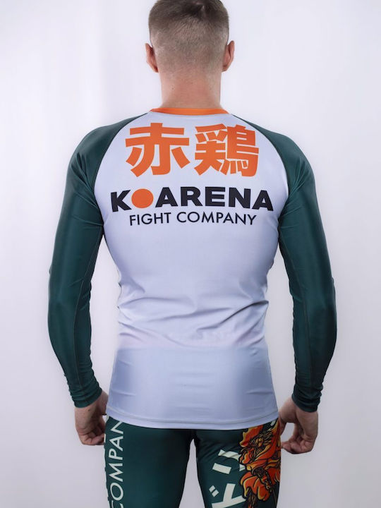 Koarena Koarena Samurai Chicken Ανδρική Μακρυμάνικη Μπλούζα KAR102 για Jiu-Jitsu Λευκή
