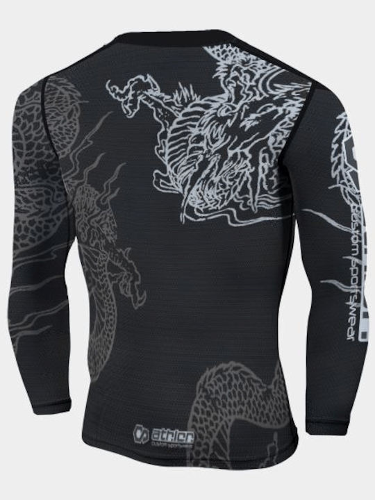 Athlon Herren Langärmlig T-Shirt 135-1834 für Jiu-Jitsu Schwarz