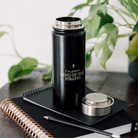 Grupo Erik Kids Water Bottle Stainless Steel with Screw Cap Non Spill Black 550ml