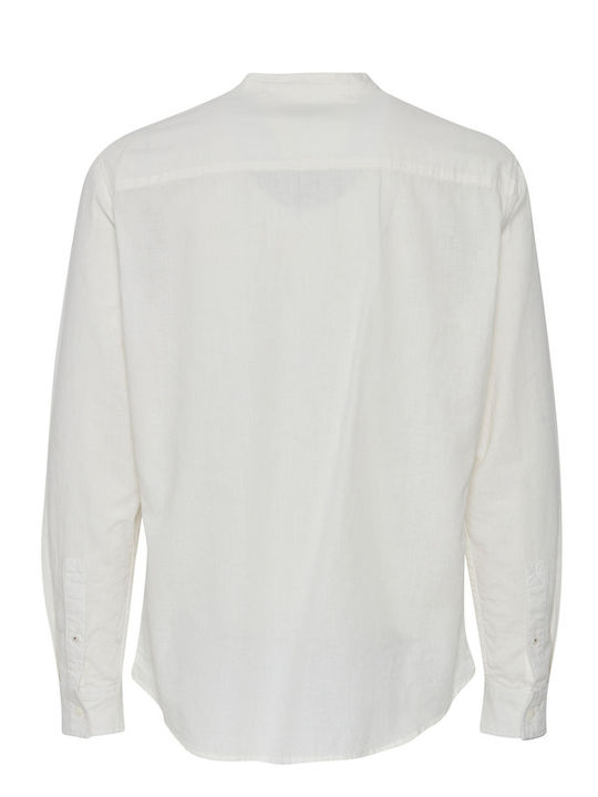 Blend Men's Shirt Long Sleeve Linen White