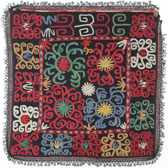 Crocheted Fringe, Cloth And Ikat Bands, Pieced, Printed Lining Картина Металик 110x110см