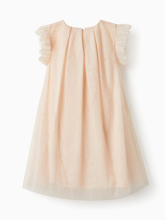 Zippy Kids Dress Tulle Short Sleeve Pink Light