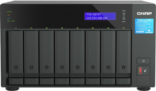 QNap NAS Tower με 8 θέσεις για HDD/M.2/SSD και 2 θύρες Ethernet (TVS-H874T-I7-32G)