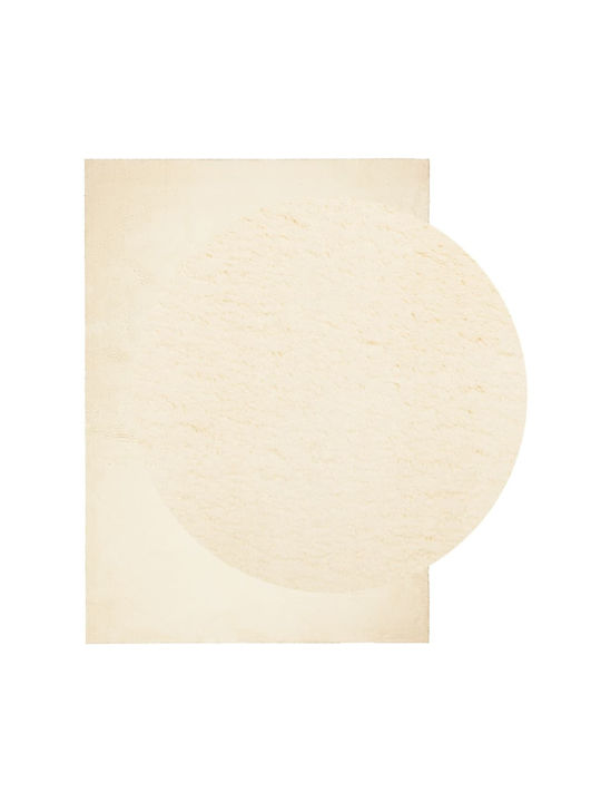 vidaXL Huarte Rutschfest Teppich Rechteckig Synthetisch,Polyester/Cotton/Leather Cream