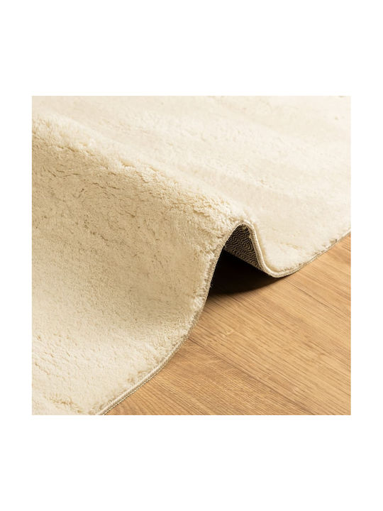 vidaXL Huarte Rutschfest Teppich Rechteckig Synthetisch,Polyester/Cotton/Leather Cream