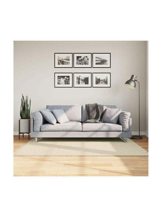 vidaXL Huarte Rutschfest Teppich Rechteckig Synthetisch,Polyester/Cotton/Leather Cream
