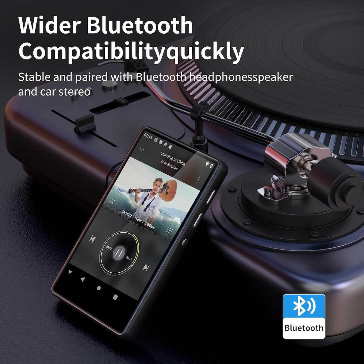 SWOFY Reproductor de MP3 SWOFY de 128 GB, Bluetooth 5.3, Pantalla