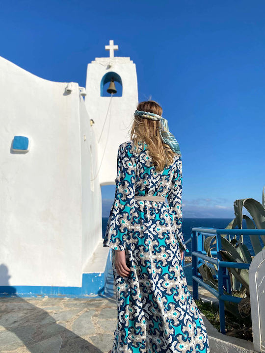 Achilleas Accessories Γυναικείο Μακρύ Κιμονό Παραλίας Τιρκουάζ