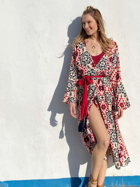 Achilleas Accessories Γυναικείο Κιμονό Παραλίας Μαύρο