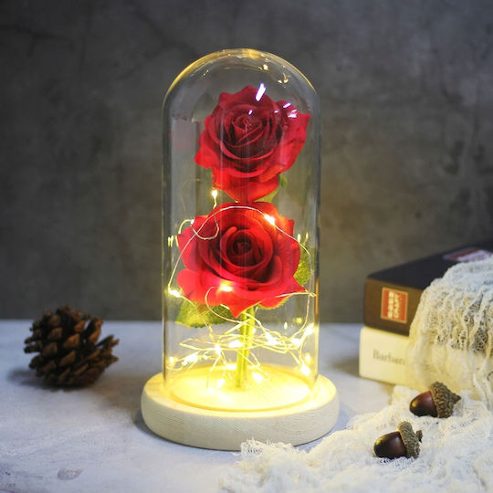 Παντοτινό Τριαντάφυλλο Κόκκινο 11.5cm με LED