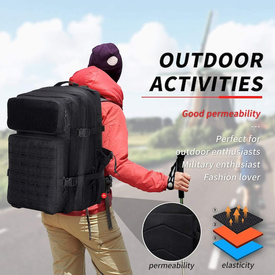 Heavy Duty Στρατιωτικό Σακίδιο Πλάτης Μαύρο 50lt
