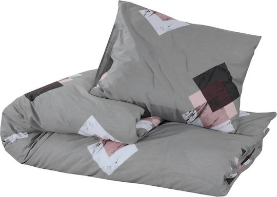 vidaXL Duvet Cover Set Cotton Single with Pillowcase 140x200 Grey