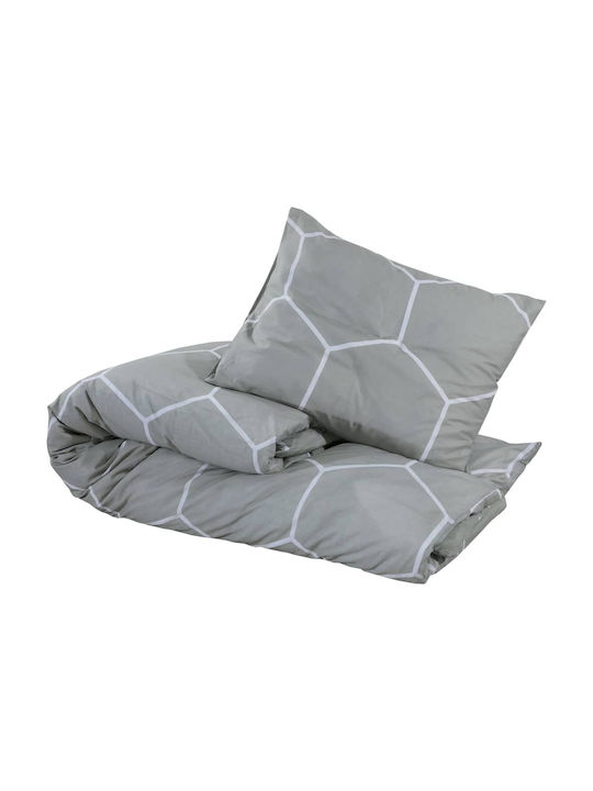 vidaXL Set Husă de Pilotă Bumbac King Size cu 2 Fețe de Pernă 260x220 Gri
