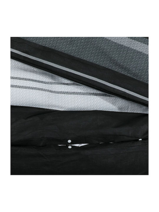 vidaXL Комплект Плик за Завивка Памучен Кинг Сайз с 2 Калъфки 260x220 Black and white
