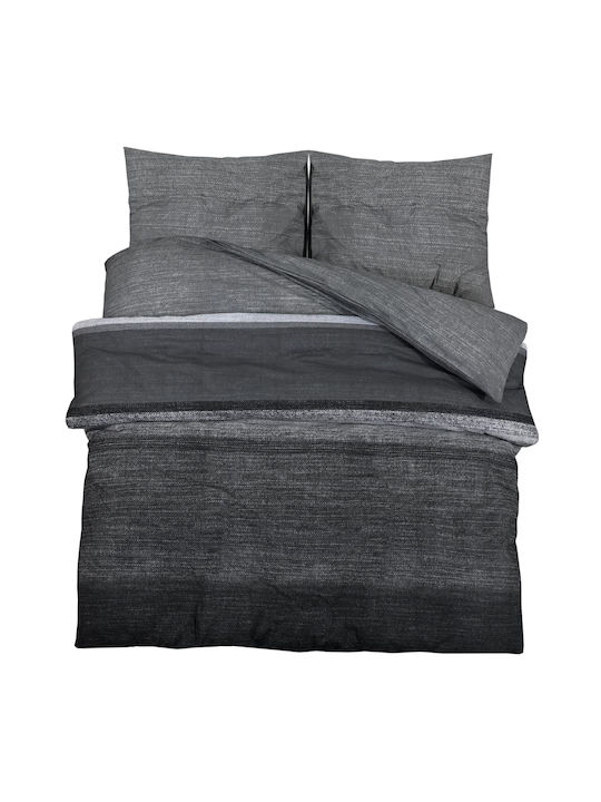 vidaXL Комплект Плик за Завивка Памучен Кинг Сайз с 2 Калъфки 260x220 Dark Grey