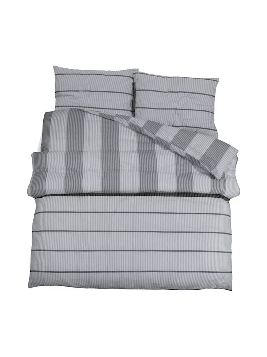 vidaXL Duvet Cover Set Cotton Queen with 2 Pillowcases 200x200 Grey