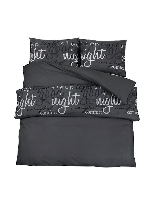 vidaXL Duvet Cover Set Cotton Single with Pillowcase 140x200 Black Velvet-Black Metal