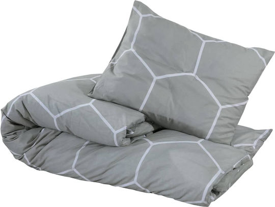vidaXL Комплект Плик за Завивка Памучен Единичен с Калъфка 135x200 Сив