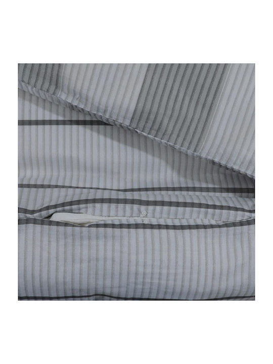 vidaXL Duvet Cover Set Cotton Queen with 2 Pillowcases 220x240 Grey