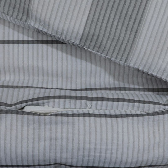 vidaXL Duvet Cover Set Cotton Queen with 2 Pillowcases 220x240 Grey