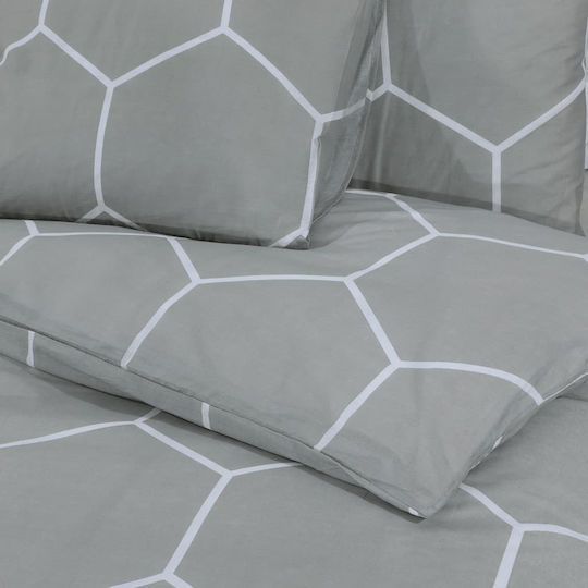 vidaXL Комплект Плик за Завивка Памучен Двоен с 2 Калъфки 200x220 Сив