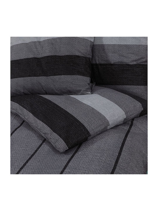 vidaXL Комплект Плик за Завивка Памучен Двоен с 2 Калъфки 200x200 Dark Grey