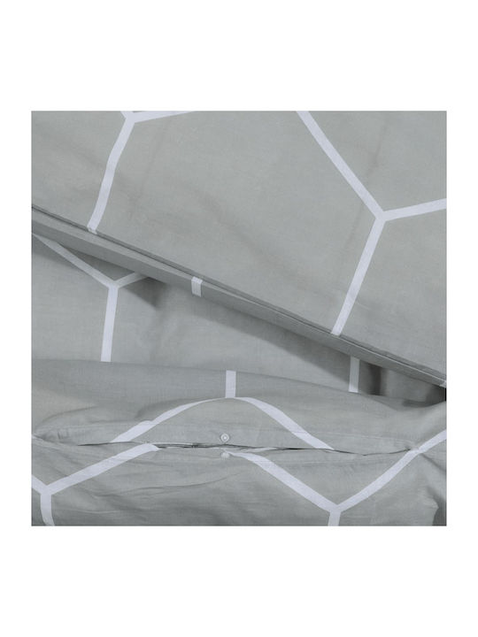 vidaXL Duvet Cover Set Cotton Double with 2 Pillowcases 200x200 Grey