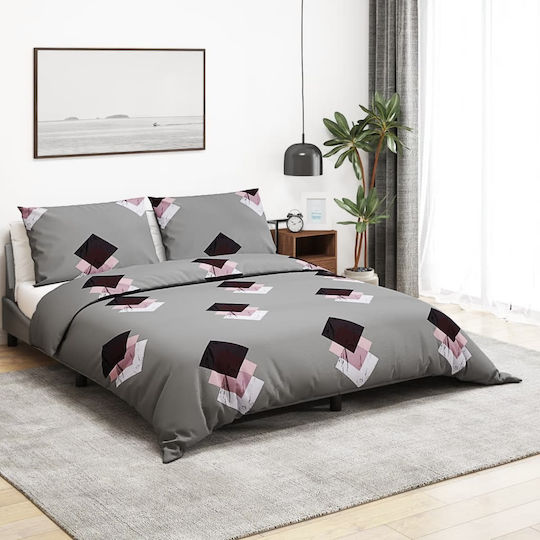 vidaXL Комплект Плик за Завивка Памучен Кинг Сайз с 2 Калъфки 260x220 Сив