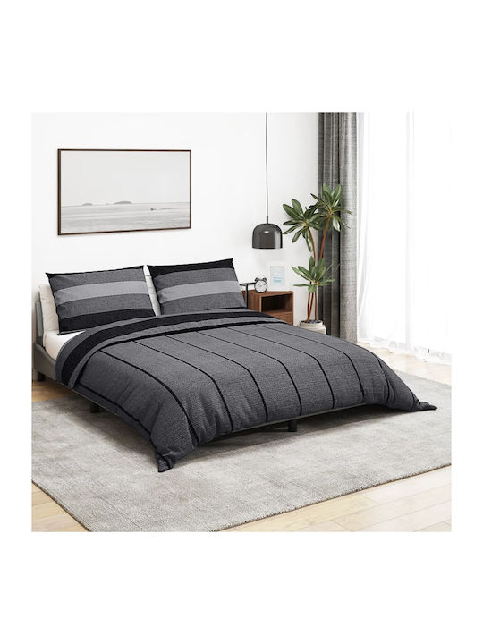vidaXL Комплект Плик за Завивка Памучен Кинг Сайз с 2 Калъфки 260x240 Dark Grey