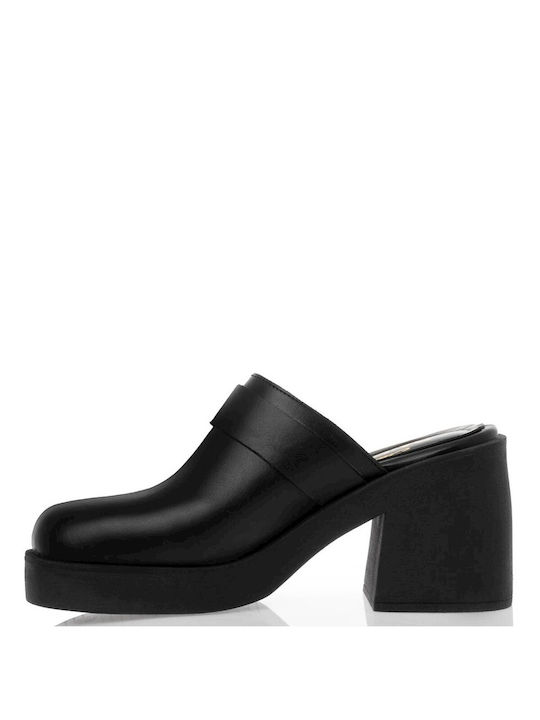 Sante Chunky Heel Mules Black