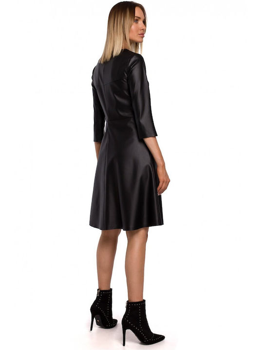 MOE Mini Kleid Leder Schwarz