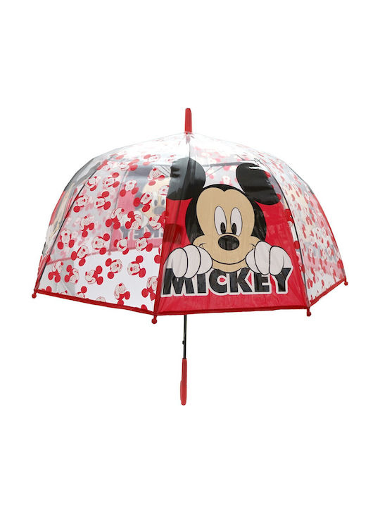 Disney Kids Curved Handle Umbrella Mickey Transparent