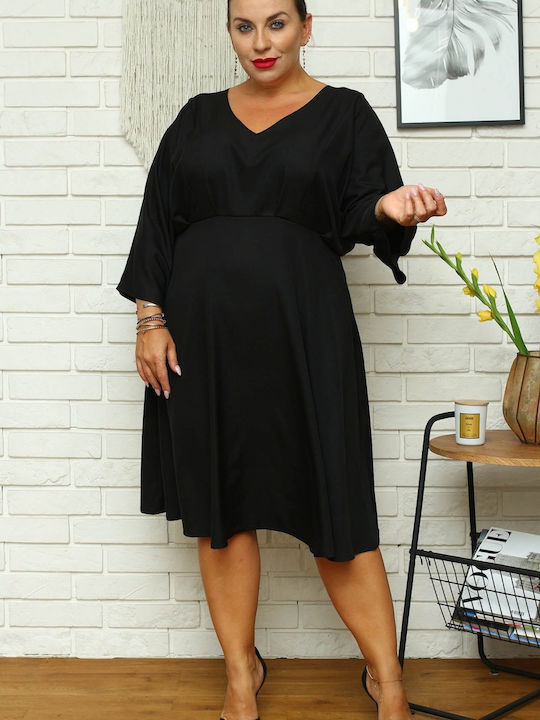 Karko All Day Long Sleeve Maxi Dress Black , Plus Size