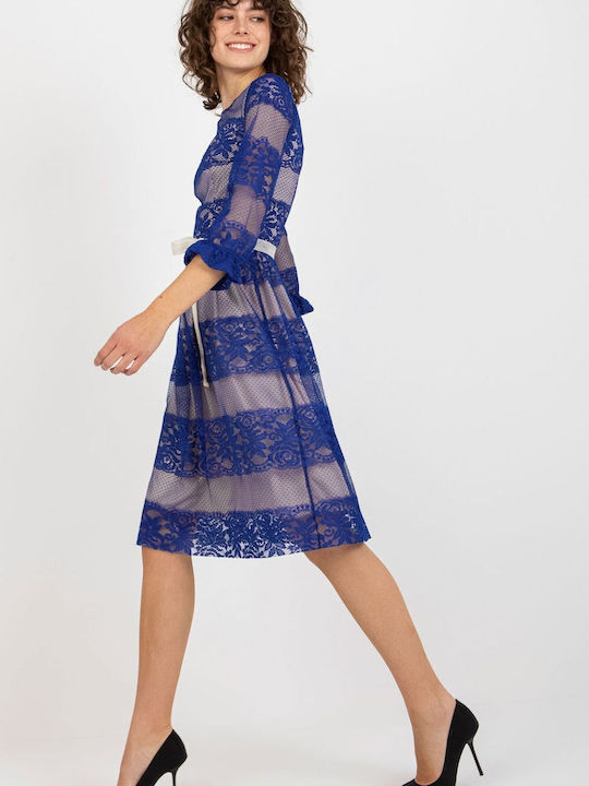 Lakerta Mini Evening Dress with Lace Cobalt