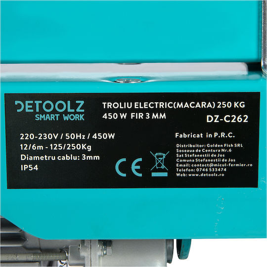 Detoolz Palan electric pentru o Încărcătură cu Greutate de până la 250kg