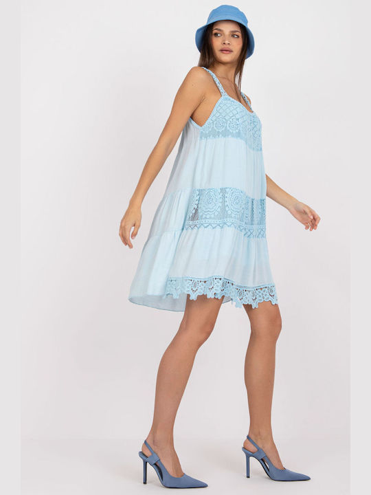 Och Bella Summer All Day Spaghetti Strap Viscose Mini Dress Blue