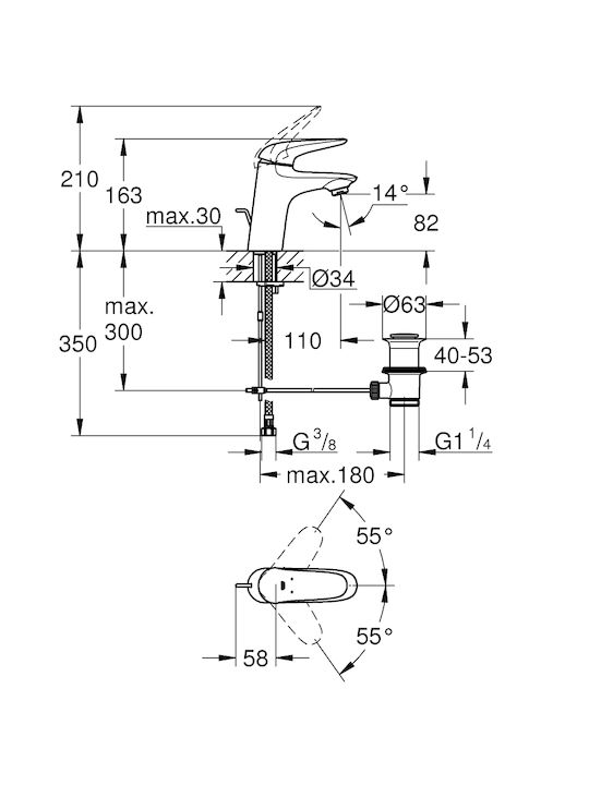 Grohe Eurostyle V Mixing Sink Faucet Silver