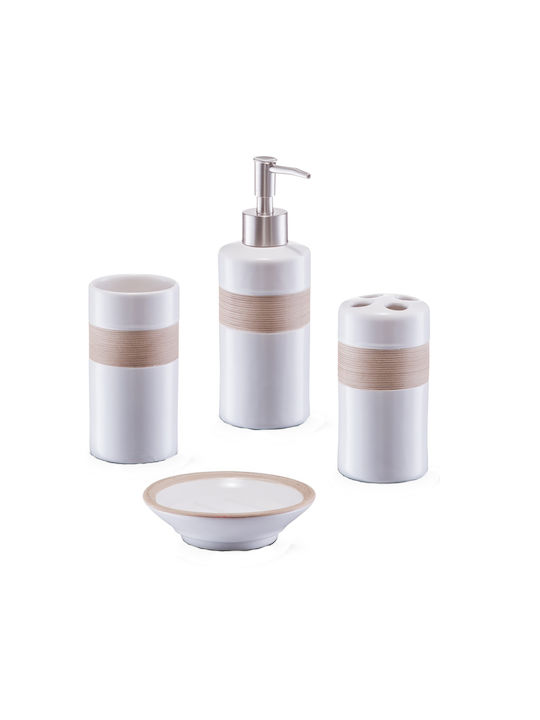 Zeller Set Accesorii Baie Ceramică Bej 5buc