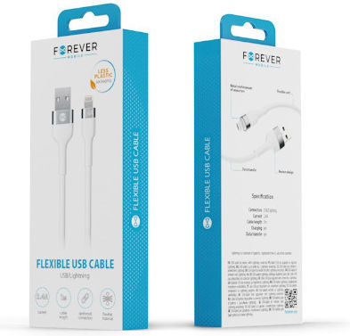 Forever Regular USB-A la Cablu Lightning 100W Alb 1m