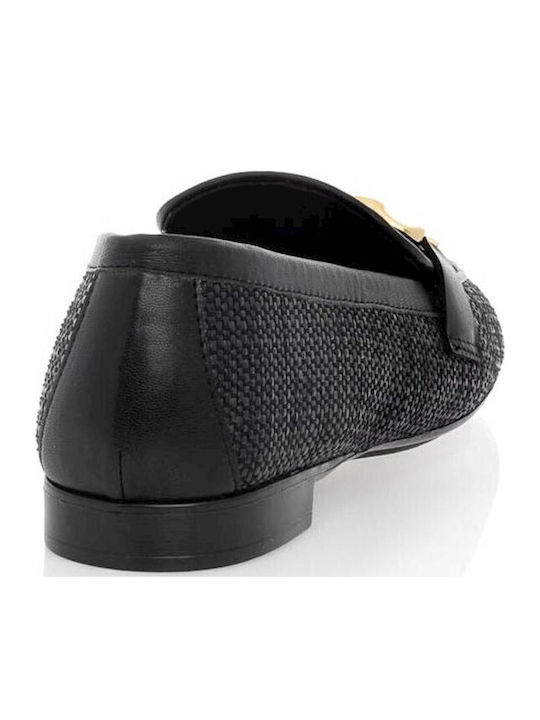 Leather Women's Loafers in Black Color