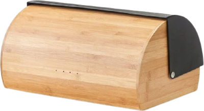Zeller Ψωμιέρα με Καπάκι από Bamboo σε Μαύρο Χρώμα 39x27x19cm