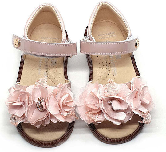 Andanines Pantofi de botez din piele roz