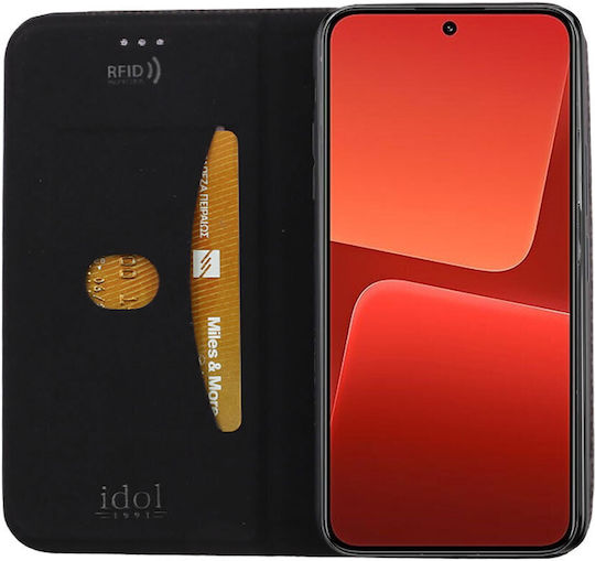 Idol 1991 Elite Anti-rfid Buchen Sie Synthetisches Leder / Silikon / Leder Schwarz (Xiaomi 14 Pro)