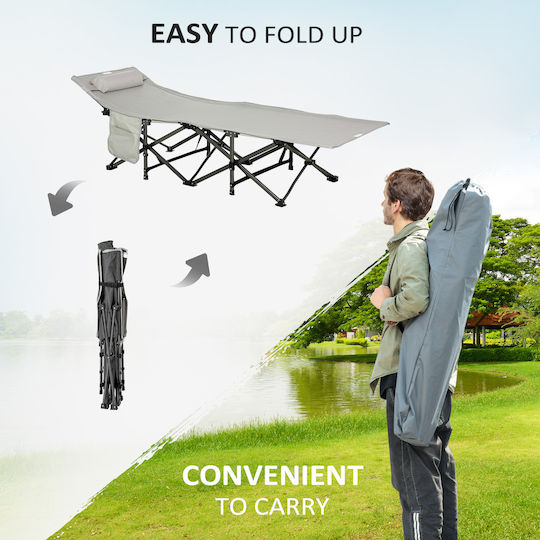 Outsunny Foldable Metallic Beach Sunbed Gray 188x64.5x53cm