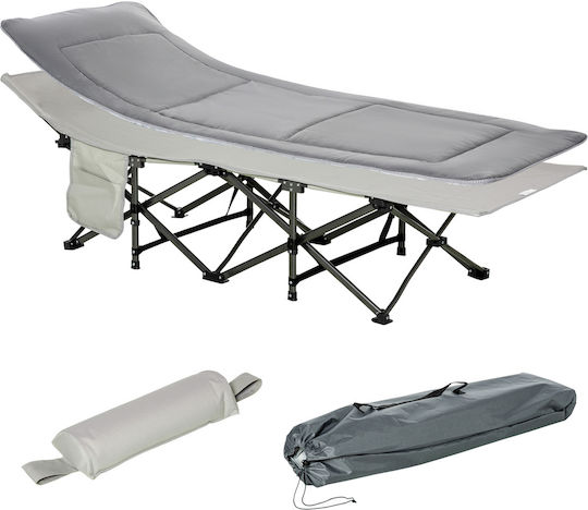 Outsunny Foldable Metallic Beach Sunbed Gray 188x64.5x53cm
