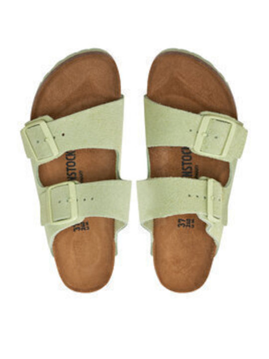 Arizona Leather Women's Flat Sandals in Green Color Narrow Fit